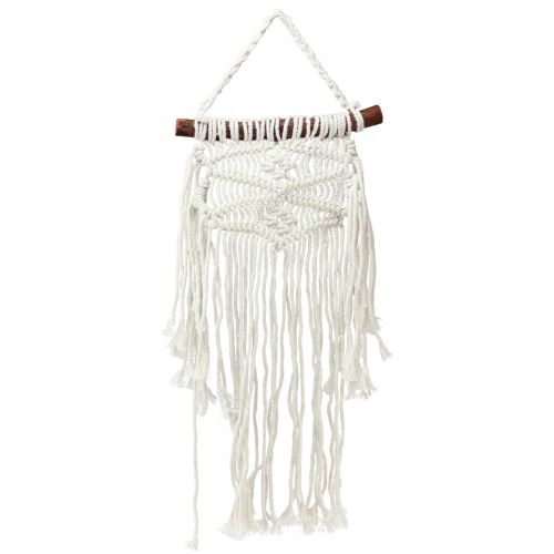 Article Tenture murale macramé boho décoration murale crème 18,5×48cm