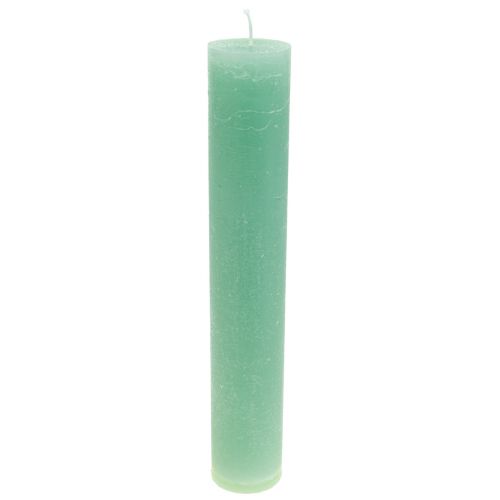 Bougies vertes, grandes bougies de couleur unie, 50x300mm, 4  pièces-92905-168