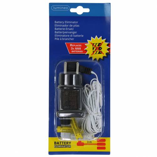 Floristik24 Adaptateur batterie blanc 3m 4.5V 3 x AAA