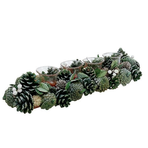 Floristik24 Arrangement de l&#39;avent 45cm vert pour 4 bougies chauffe-plat