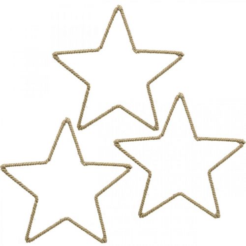Article Décoration de l'Avent, étoile de décoration de Noël, étoile décorative jute L15,5 cm 8 pièces