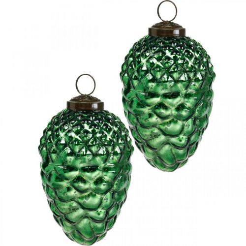 Décoration de l&#39;Avent, cônes décoratifs, fruits d&#39;automne en vrai verre, aspect antique Ø7cm H11,5cm 6pcs