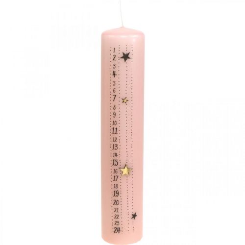 Floristik24 Bougie calendrier de l'avent bougie pilier rose avènement 250/50mm