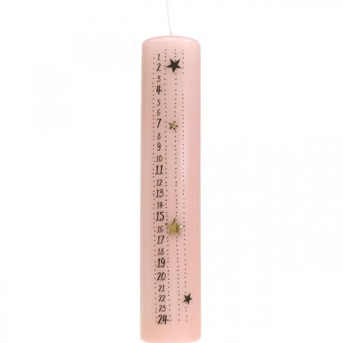 Floristik24 Bougie calendrier de l'avent bougie pilier rose avènement 250/50mm