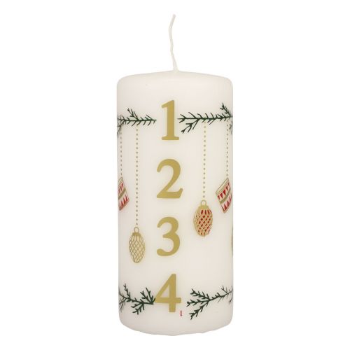 Floristik24 Bougie du calendrier de l'Avent Bougie de l'Avent bougie blanche 150/65mm