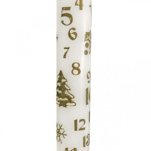 Floristik24 Bougie calendrier de l'avent bougies blanches Noël H25cm 2pcs