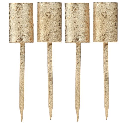 Floristik24 Bougeoir de l'Avent bougeoir doré bougies bâton Ø28mm 4pcs