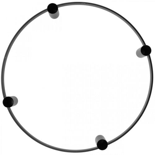 Article Bougie anneau tige bougies bougeoir métal noir Ø35cm