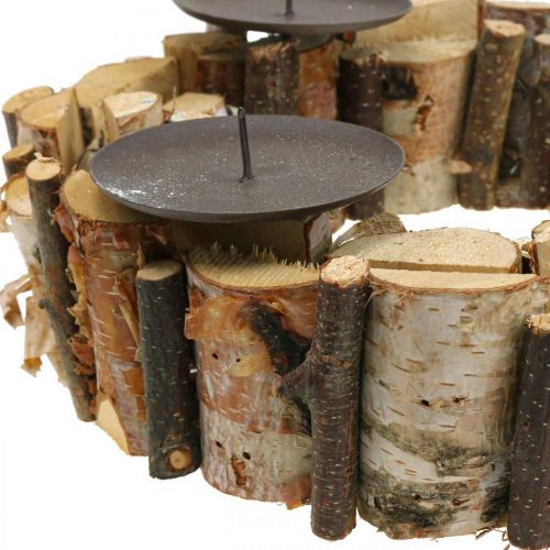 Floristik24 Couronne de l&#39;avent décoration bouleau bois et branches Ø32cm H8cm