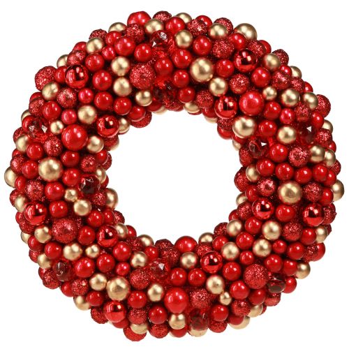 Floristik24 Couronne de l'Avent couronne de boules en or rouge Noël Ø33cm