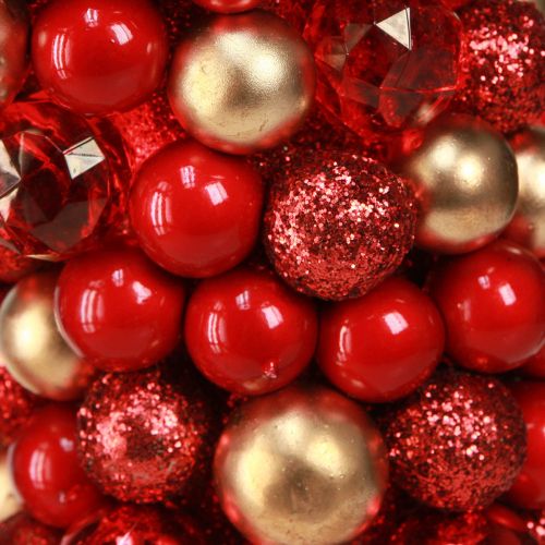 Floristik24 Couronne de l'Avent couronne de boules en or rouge Noël Ø33cm