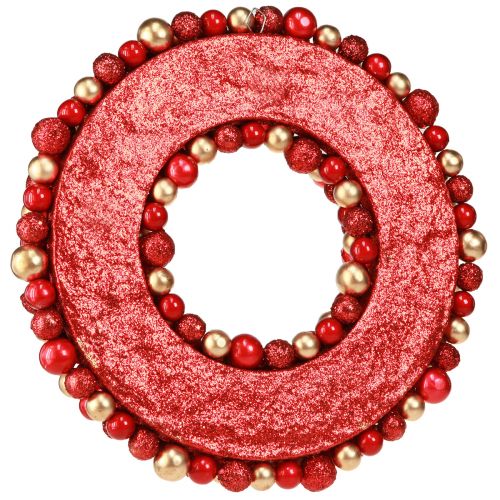 Floristik24 Couronne de l'Avent couronne de boules en or rouge Noël Ø33cm