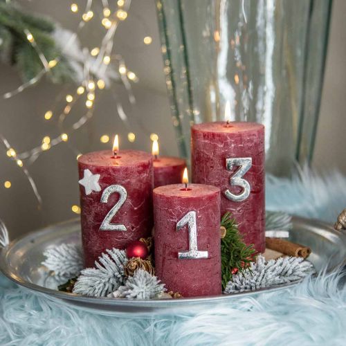 Floristik24 Numéros de l'Avent Bougies Bougie Pin Numéros Avent 4.5cm 4pcs