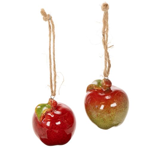 Décoration automnale en céramique en forme de pomme à suspendre, 5 cm, lot de 4 | Floristik24.be
