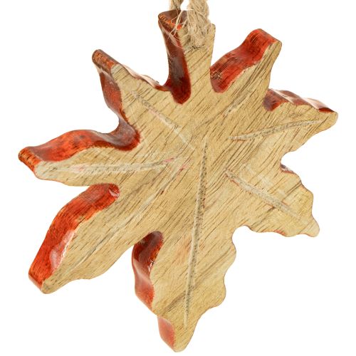Floristik24 Décoration en bois de feuille d'érable automne vert rouge marron H10cm 6 pièces