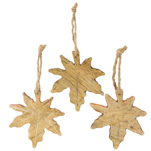 Floristik24 Décoration en bois de feuille d'érable automne vert rouge marron H10cm 6 pièces