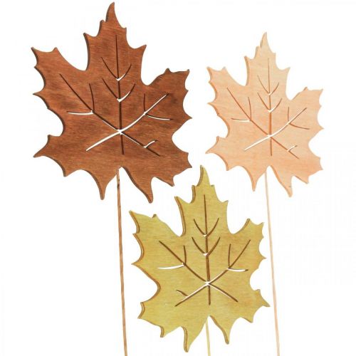 Article Piquet de jardin d'automne en bois de feuille d'érable W9.5cm L31cm 12pcs
