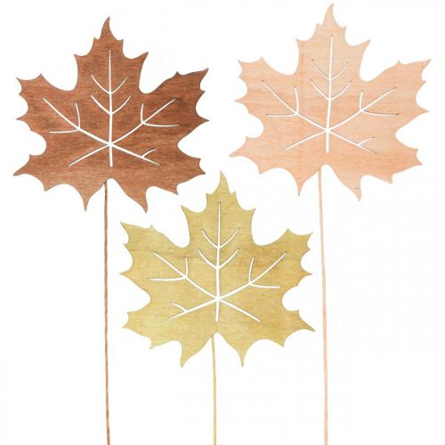 Piquet de jardin d&#39;automne en bois de feuille d&#39;érable W9.5cm L31cm 12pcs