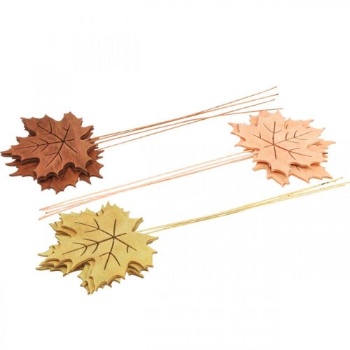 Article Piquet de jardin d'automne en bois de feuille d'érable W9.5cm L31cm 12pcs