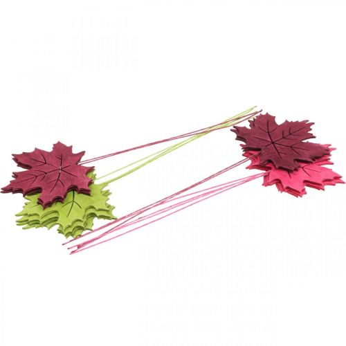 Article Piquet de jardin d'automne en bois de feuille d'érable W9.5cm L31cm 12pcs