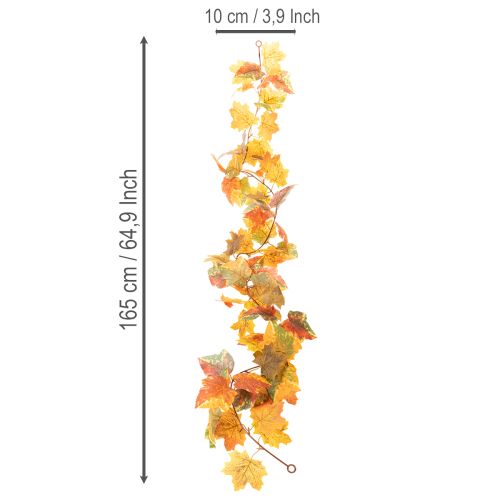 Article Guirlande d'érable artificiel, décoration d'automne, 165 cm