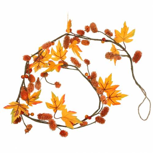 Article Guirlande d&#39;automne avec feuilles d&#39;érable et cônes orange 1.28m