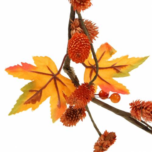 Article Guirlande d&#39;automne avec feuilles d&#39;érable et cônes orange 1.28m