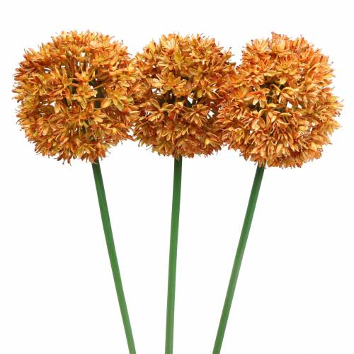 Article Oignon décoratif Allium artificiel orange 70cm 3pcs