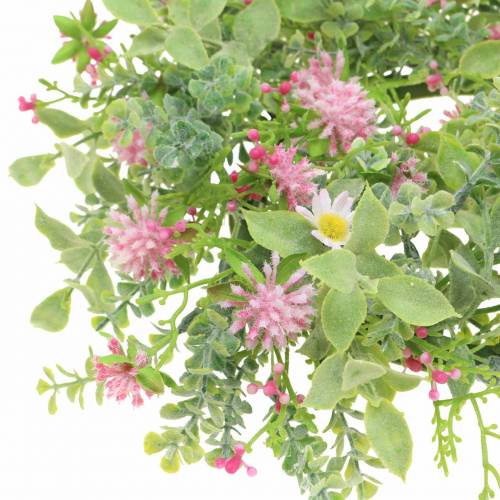 Floristik24 Couronne de prairie floquée de trèfle rose, vert Ø30cm