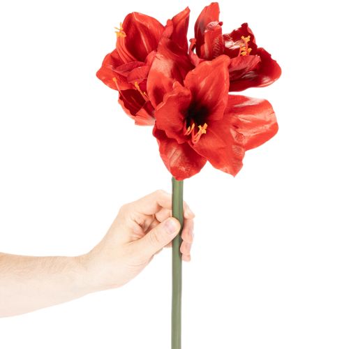 Amaryllis artificielle rouge à longue tige, pour vase et composition florale, 77 cm | Floristik24.be