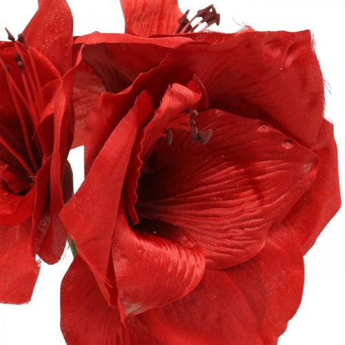 Article Amaryllis rouge fleur en soie artificielle avec trois fleurs H40cm