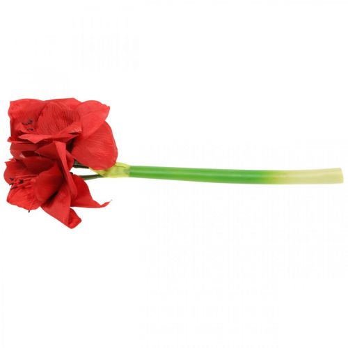 Article Amaryllis rouge fleur en soie artificielle avec trois fleurs H40cm