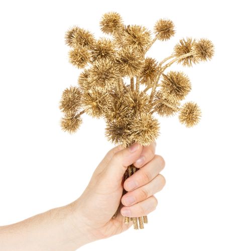 Branche de fruits artificielle ambrée, décoration dorée, lot de 6 (26 cm) | Floristik24.be