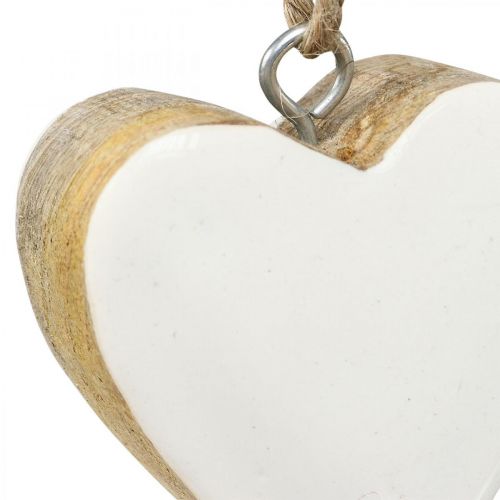 Floristik24 Pendentif coeurs en bois coeurs décoratifs blanc Ø5-5.5cm 12pcs