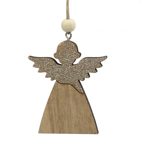 Floristik24 Pendentif Ange, nature sapin avec mica 8cm 6pcs