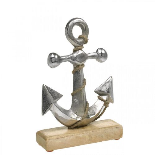 Floristik24 Ancre en métal, été, décoration de vitrine maritime Argent, couleurs naturelles H22cm