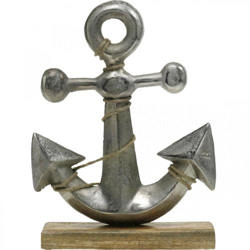 Floristik24 Ancre en métal, décoration maritime, décoration mer nautique argent, couleurs naturelles H32cm