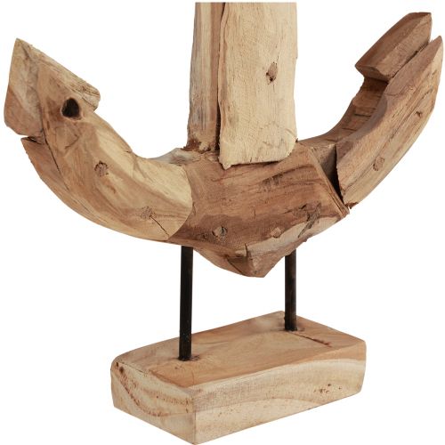 Article Ancre décoration bois métal avec socle teck maritime 26x7x38cm