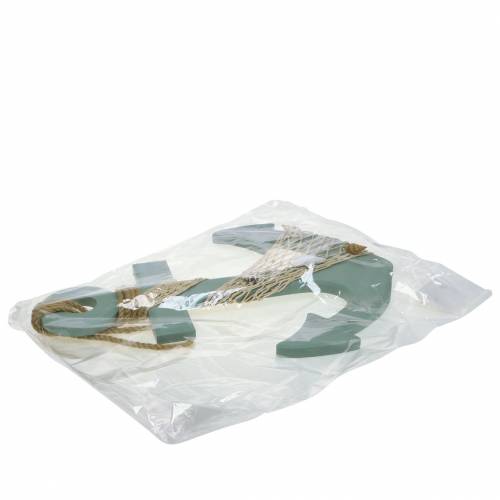 Floristik24 Ancre en bois avec coquillages bleu clair 28.5×40cm
