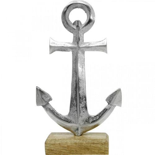 Floristik24 Ancre en métal, décoration estivale, décoration nautique Argent, naturel H24,5cm