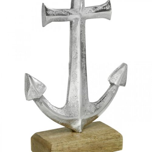 Floristik24 Ancre en métal, décoration estivale, décoration nautique Argent, naturel H24,5cm