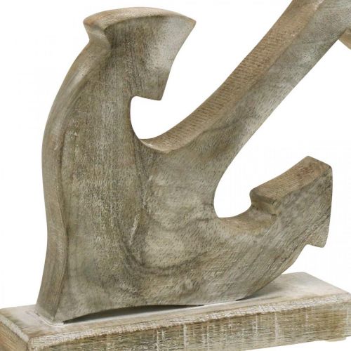 Article Ancre en bois, ancre décorative, shabby chic, blanc, naturel, 22 cm