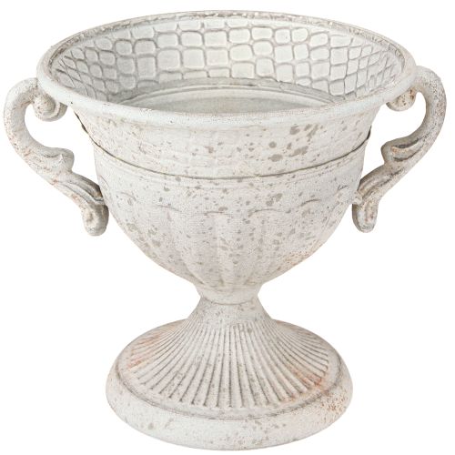 Floristik24 Trophée ancien avec anses décoration métal vintage gris blanc H18cm