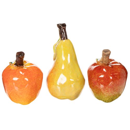 Ensemble de fruits artificiels (pomme et poire) décoratif, automne, 12 cm, 3 pièces | Floristik24.be