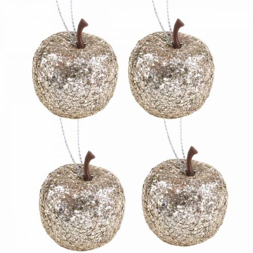 Floristik24 Déco mini décorations de sapin champagne pailleté pomme Ø3,5cm 24pcs