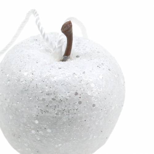 Floristik24 Déco mini pomme paillettes décorations de sapin de Noël blanc Ø3,5cm 24 pcs