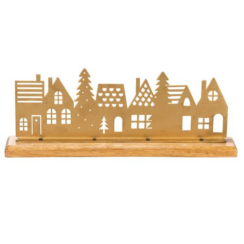 Décoration silhouette de maison pour l'Avent sur socle en bois 29 cm | Floristik24.be