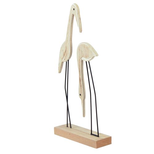 Article Support figurine en bois paire de grues naturel 27,5×13cm 2 pcs