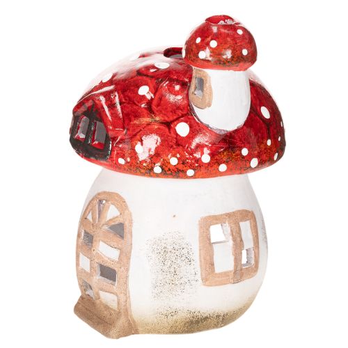 Maison décorative en forme de champignon pour bougie chauffe-plat, peinte à la main avec tourelle, 21 cm | Floristik24.be