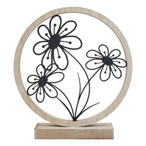 Article Décoration de table fleurs métal bois déco ressort métal H19cm